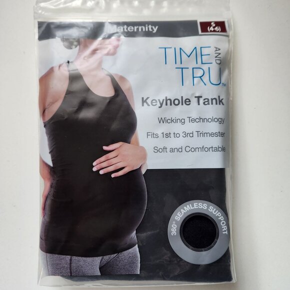 Time And Tru Maternity Black Tank Top Size S Seamless Support Soft & Comfortable - Picture 1 of 7